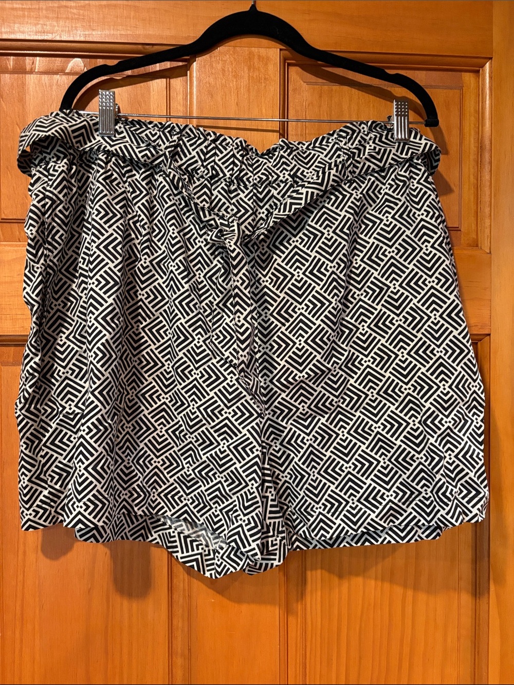 Target Black and White Geometric Paperbag Waist Shorts